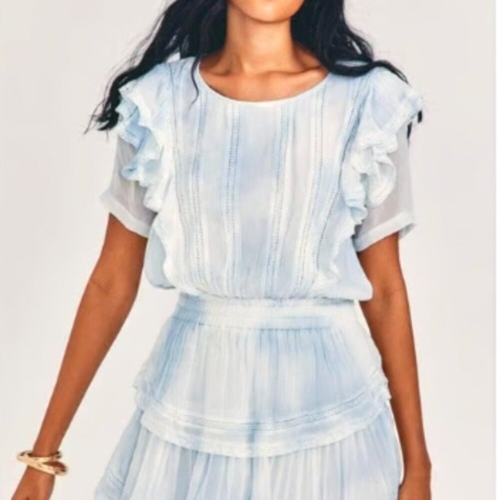 Love shack Fancy Tie dye blue Natasha dress sz S